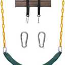 Sunnyglade Swings Seats Heavy Duty with 66" Chain, Playground Swing Set Accessories Replacement with Snap Hooks and Hanging Strap Support 440lb (Green)