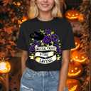 Halloween Shirts for Women Vintage Poster T-Shirt Graphic Printed Letters Casual Short Sleeve Top Tees (Medium, Darkgery1)