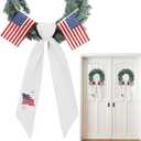 Hahafelt 2 Set of Patriotic Wreath Sashes with USA Flags for Front Door, 56" x 4.5" American July 4th Wreath Sashes for 250th Anniversary Independence Memorial Day Home Party Porch Yard Decorations