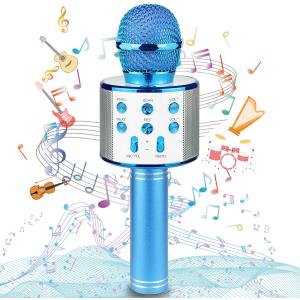 Bluetooth Karaoke Wireless Microphone for Kids, Hottest Birthday Presents Toys for 9 10 11 12 Years Old Boys Girl(Blue)