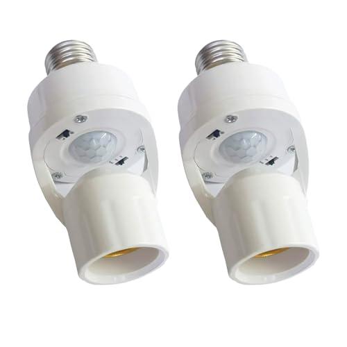 TAYCZGQL Light Socket Motion Sensor Light Switch Bulbs Socket - 2 Pack, E26/E27 Screw in Automatic Bulb Holder, Indoor Activated Lights for Garage, Basement, Storage Room