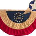 USA 250th Anniversary Bunting Flag 3x6 FT, Vintage Tea Stained Betsy Ross Flag with 13 Embroidered Stars, 1776-2026 Bennington Pleated Fan Banner for 4th of July Outdoor Decorations