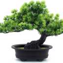 Artificial Bonsai Tree Fake Plants for Home Decor, Living Room Bathroom Bookshelf Entryway Table Wall Shelf Modern Farmhouse Decor, 9.5" Tall, Green