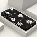 for Samsung Galaxy S23 Case Flowers Butterfly, Anti Slip Shockproof Flexibility Soft Silicone Protector Phone Case for Galaxy S23-Daisy Black (Samsung S23)