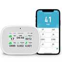 Air Quality Monitor, Dual Chip Multi-Functional Air Quality Detector for AQI, CO2, PM2.5, HCHO & TVOC Testing, Suitable for Home, Office and Indoor Air Monitoring - White