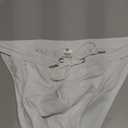 MIZOK Men's Sexy Low Rise Swimsuits Bikini Swimming Briefs Swimwear with Adjustable Drawstring (White)