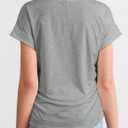 Dokotoo Spring Tops for Women 2025 Cap Sleeve Side Ruched Summer Tops for Women Trendy Women Clothing (Gray, XXL)