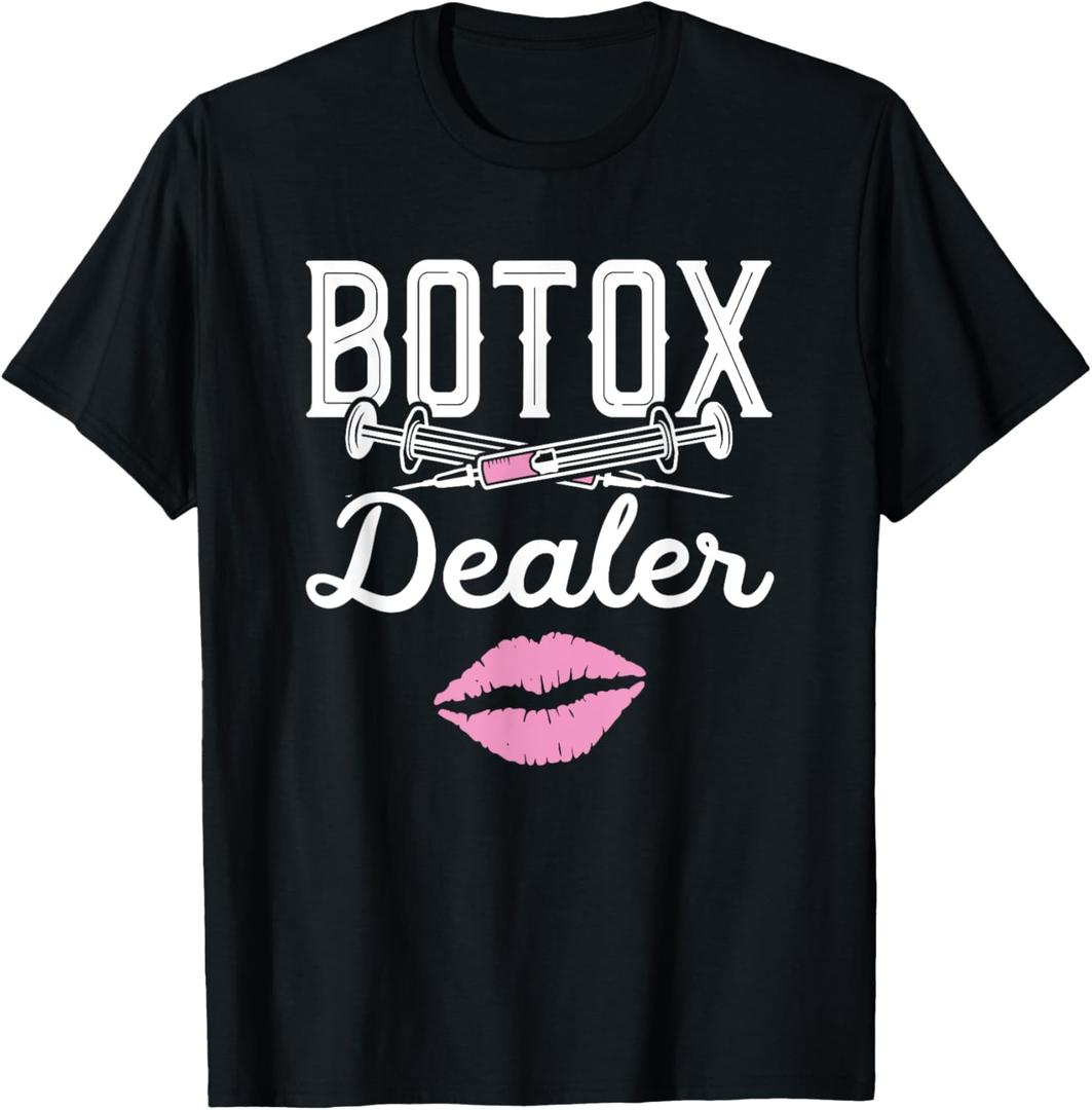 Plastic Surgery Cosmetic Nurse Lips Injector Botox Dealer T-Shirt (Small, Black)