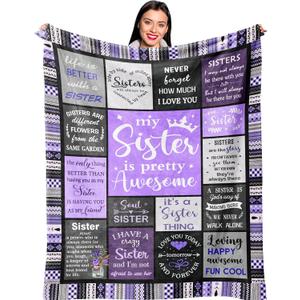 Sister Gifts from Sis, Sisters Birthday Gift Idea, Best Sister Ever Gift for Women, Birthday Gifts for Sisters, Sis Soft Purple Throw Blanket 60" x 50"