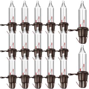 Mudder 200 Count Replacement Christmas Tree Light Bulbs 2.5v 0.425 Watt Mini Replacement Light Bulb Incandescent Wire String Lights Prelit Xmas Tree Decoration(Brown Base with Warm White Bulb)