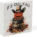 2 x Tis' the Season Home Fall Farmhouse Decorations Autumn Pumpkin Harvest Wood Artwork Box Sign Thanksgiving Block Signs for Fireplaces, Shelves, Coffee Bars, Bedrooms, Offices Decor (Its Fall Yall)