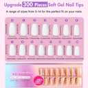 SXVME Gel Nail Tips Coffin Medium Short,Nude Press on Nails Medium Pre-Colored Natural Nail Tips,Soft Acrylic Nails with Primer Cover,Fake Nails 15 Sizes for DIY Nail Art