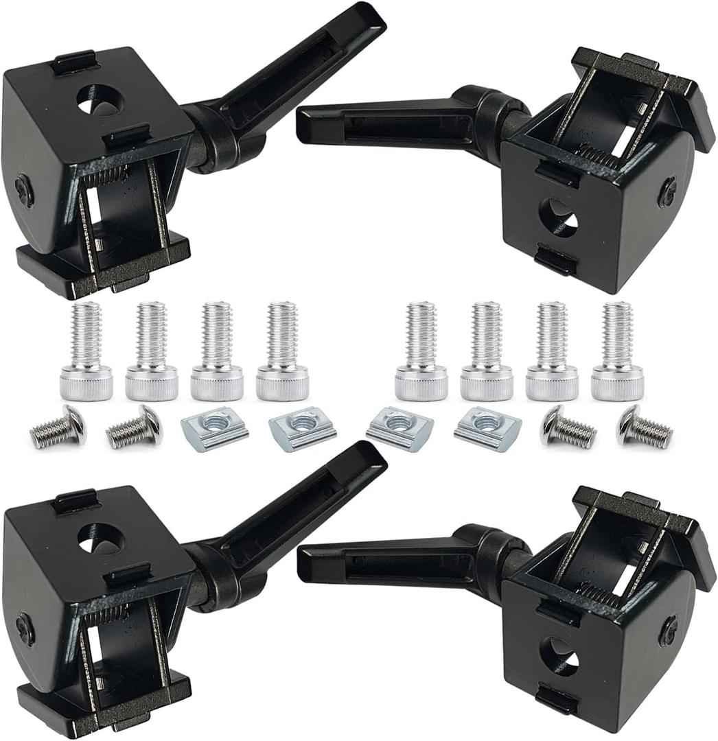 4 Sets Black 2020 Aluminum Extrusion Pivot Hinge Swivel Degree Angle Bracket with Handle for 20 Series 20/20 2040 V T Slot Extruded Aluminum Profile Hardware Connector