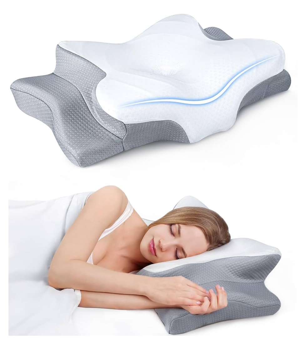 Ultra Pain Relief Cooling Pillow for Neck Support, Adjustable Cervical Pillow Cozy Sleeping, Odorless Ergonomic Contour Memory Foam Pillows, Orthopedic Bed Pillow for Side Back Stomach Sleeper