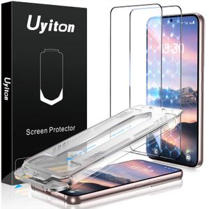 Uyiton UnBreak-Glass for Samsung Galaxy S22 Screen Protector, Ultrasonic Fingerprint Support, Auto-Alignment Frame Scratch-Resistant Bubble-Free S22 Screen Protector( 2 Pack (Clear)