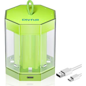 Dlypow 8 Bay AA AAA Battery Charger with Storage Dust Cover, USB-C High-Speed Charging, Independent Slot for Ni-MH Ni-CD AA AAA Rechargeable Batteries, Cable Included