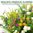 TURNMEON 20 Bundles Artificial Flowers for Outdoors, Summer Spring Grass Camellia Fake Flowers Fern Plants Eucalyptus, UV Resistant No Fade Faux Greenery for Gardens Cemetery Decor(Mixed 6 Styles 2)