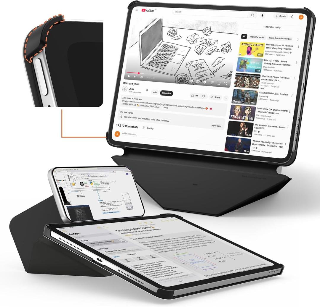 MOFT Dynamic Folio Case for iPad Pro 13"(M5 2025 / M4 2024) - [Reinforced Corner Protection] Stable Slim Magnetic Stand with 20+ Viewing Angles, Premium MOVAS Leather, Jet Black