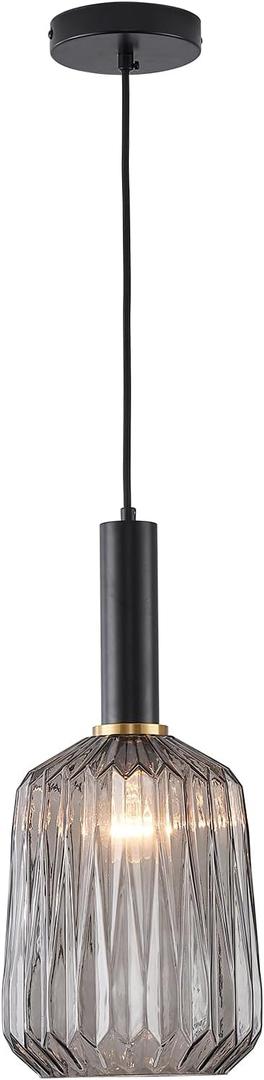 Pendant Light Fixture Grey Glass Pendant Lighting 7.87" Modern Hanging Lights for Kitchen Island Dining Room Bedroom (Gray)