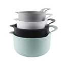 COOK WITH COLOR Nesting Plastic Mixing Bowl Set with Pour Spouts and Handles, Mint, 4 Piece Non-Slip