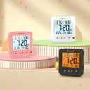 Geevon Smart Night Light Small Digital Alarm Clock with 2 Increasing Beep Alarm, Indoor Temperature, Battery Operated Travel Clock for Bedroom, Bedside, Desk(Pink)
