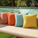 MIULEE Fall Pack of 4 Decorative Outdoor Throw Pillow Covers Linen Waterproof Pillow Covers Farmhouse Cushion Cases for Halloween Patio Garden Tent Balcony Couch Sofa 18x18 inch Orange Teal