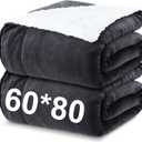 Newwiee 2 Pack 60 x 80'' Sherpa Fleece Throw Blanket Sherpa Plush Blanket Soft Fluffy Thick Flannel Throw Blankets Twin Size Winter Warm Blankets for Bed Sofa Couch(Dark Grey)