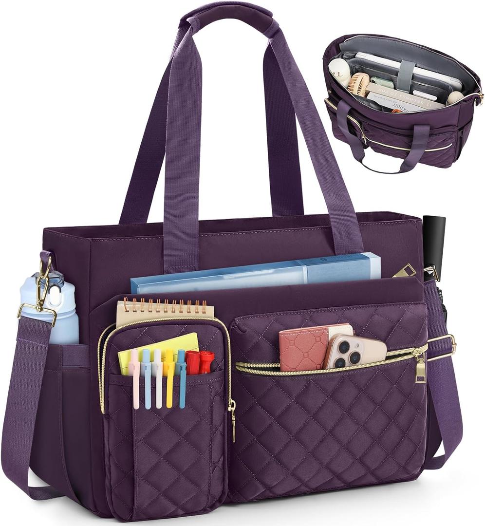 SDYSM Teacher Tote Bag 15.6 inch Laptop Bag Work Bags for Women Nurse Tote Professional Computer Messenger Shoulder Bags Laptop Briefcase for Office, College, Nursing, Purple