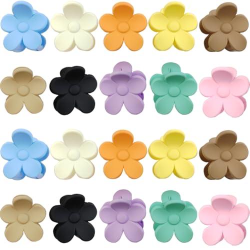 ROYHOO 20PCS 1.57inch Cute Flower Claw Clips, Small Jaw Clips for Women Girls Thin/Medium/Thick Hair, 10 Colors Nonslip Strong Hold Clamps Catch Barrettes Hair Accessories