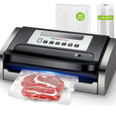 Bonsenkitchen Vacuum Sealer Machine, Globefish Technology for Perfect Vacuum Sealing, Powerful Low-Noise Food Vacuum Sealer with Easy Handle Design, Built-in Cutter & Bag Storage, 1 Bag Roll & 10 Bags