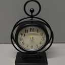 Small Vintage Metal Desk Clock, Decorative Table Clock for Living Room, Silent Mantel Clocks Farmhouse Shelf Decor Battery Operated, 9.5" Black