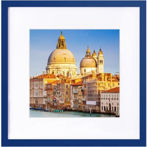 wyooxoo 20x20 Picture Frame Dark Blue Solid Wood Photo Frames Display Pictures 16x16 with Mat or 20x20 Without Mat Colorful Frame For Wall Mounting