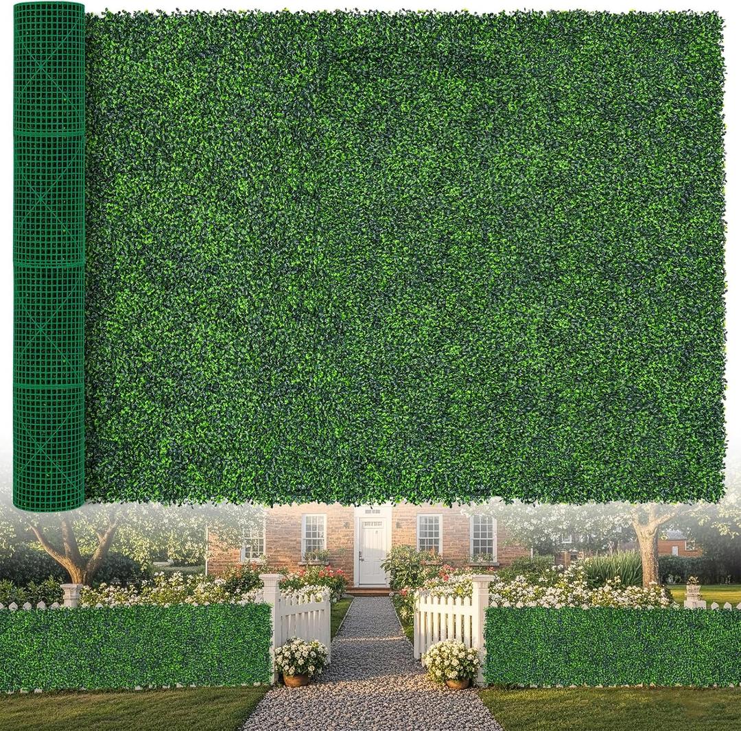 Artificial Boxwood Roll,71x144 in(72 sqft) UV-Anti Faux Ivy Grass Wall Backdrop for Balcony Privacy, Fake Grennery Wall Decor for Garden, Patio, Backyard