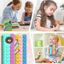 Pop Fidget Erasable Doodle Book,Pop Bubble Fidget Sensory Drawing Book with 12 Watercolor Pens,Car Ride Airplane Activities for Girls Boys Ages 3,4,5,6 (Silicone, Multi Bear)