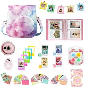 CAIYOULE Fujifilm Instax Mini 11 Camera Accessories Kit Bundle with Protective Case & Mini Album & Frames & DIY Sticker & Filter (Blue Pink Clouds)