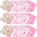 42Pcs 9.8"x9.8" Quilting Cotton Fabric Squares, Sewing DIY Patchwork Craft Fabric, Pre-Cut Printed Floral Craft Fabrics, Pink Flower Quilting Patchwork Squares with Wavy Edges, for DIY Handmade Decor