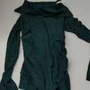 AmélieBoutik Women Deep V Neck Empire Waist Long Sleeve Knit WrapTop Sweater, Size M, Dark Green