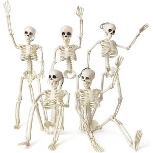 HADWYN 5 Packs Halloween Skeleton Decorations,16" Full Body Posable Joints Skeletons for Halloween Decorations, Indoor and Outdoor Horror Atmosphere Decorations
