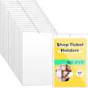 Jetec Job Ticket Holders 6 x 9 Inches Shop Ticket Holders Dry Erase Pocket Sleeves Work Order Plastic Sleeves Both Sides Clear for Classroom Home Office(50 Pcs)