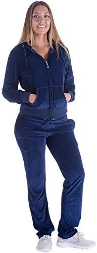 Yasumond Velour Tracksuit Womens 2 Pieces Joggers Outfits Jogging Sweatsuits Set Soft Sports Sweat Suits Pants, Size 2XL