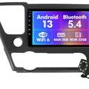 Android 13 Car Radio for 2+32G Honda Civic 2013-2015 9'' 1280*720 Touchscreen Car Stereo with Carplay Android Auto Backup Camera Mirror Link GPS Navigation WiFi 6 Bluetooth 5.4 SWC (with Air Outlet)