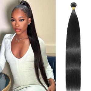 30 Inch Straight Bundles Hair Sew In Weft Hair Extensions Protein Filament Soft as Human Hair Bundles Natural Black 1 Bundle for Ponytail Weave Braids No Tangle