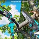 Electric Pole Saws for Tree Trimming, 2x4000mAh Brushless Mini Chainsaw Cordless with Extension Pole, Battery Powered Hand Held Chain Saw Pole Pruner for Cutting Tree Limbs