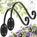 Pack of 2 Plant Hangers Outdoor - 16 Inch Hanging Plant Hooks and Bird Feeder Hanger, Hand-Forged Plant Wall Hanger, Metal Black Plant Hooks for Hanging Baskets, Flower, Lantern, Wind Chime