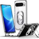 Shields Up for Google Pixel 10 Pro XL Case with Stand, Pixel 10 Pro XL Case Clear with Double Ring Holder [Adjustable & Foldable] Shockproof Protective Cover - Clear