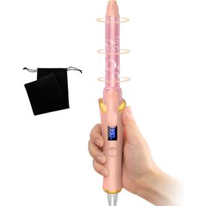 Ukliss 3/4 Inch (19mm) Mini Curling Iron | for Beach Waves & Natural Curls | Short to Medium Hair & Bobs | 30s Fast Heat & Dual Voltage (Pink)