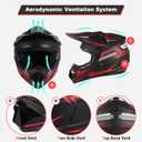 Youth Motocross Kids Dirt Bike Helmets ATV Bump Safty Full Face Motorcycle Helmet Off-Road Mountain Bike Helmet with Goggles Gloves Mask DOT Approved (Red, Medium)