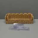 Ripeng 2 Pcs Scalloped Hanging Shower Caddy, Wicker Wall Bathroom Shelves, Waterproof Shower Shelves for Cosmetics, Toiletries Organization and Storage, Rattan Wall Rack for Bathroom Decor