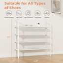 LANTEFUL 4 Tier Shoe Rack for Closet Shoe Organizer with 5 Hooks, Long Shoe Shelf Storage for Shoe and Boot Stackable Free Standing Shoe Rack for Entryway, Garage, Small Spaces, Dorm, White, 27.8"W - 4 Tier