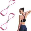 2PCS Figure 8 Resistance Band, Figure 8 Resistance Band with Handles, Stretch Fitness Strap for Full-Body Workouts, Strength Training, Flexibility, Exercise Elastic Rope for Home&Gym-Pink